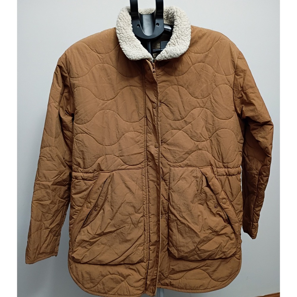 Columbia Birchwood Quilted Sherpa Lined Jacket Brown WL6046 Womens Large - Picture 2 of 10